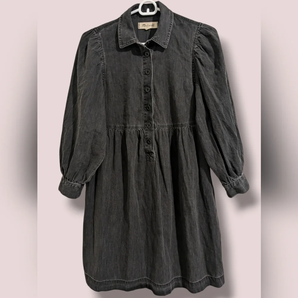 Madewell Black Denim Midi Dress - Picture 2 of 10